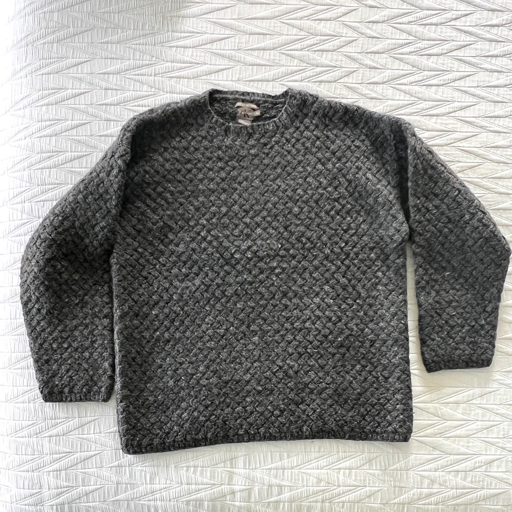 Vintage Calvin Klein CK Gray Hand Knit Sweater Large